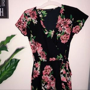 Scobe Black Floral Hilo Mock Wrap Maxi Dress